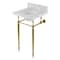Kingston Brass 19 Carrara Marble Console Sink with Brass Legs 4 Faucet Drillings, Marble WhiteBrushed Brass KVPB1917M347ST - alternate 1